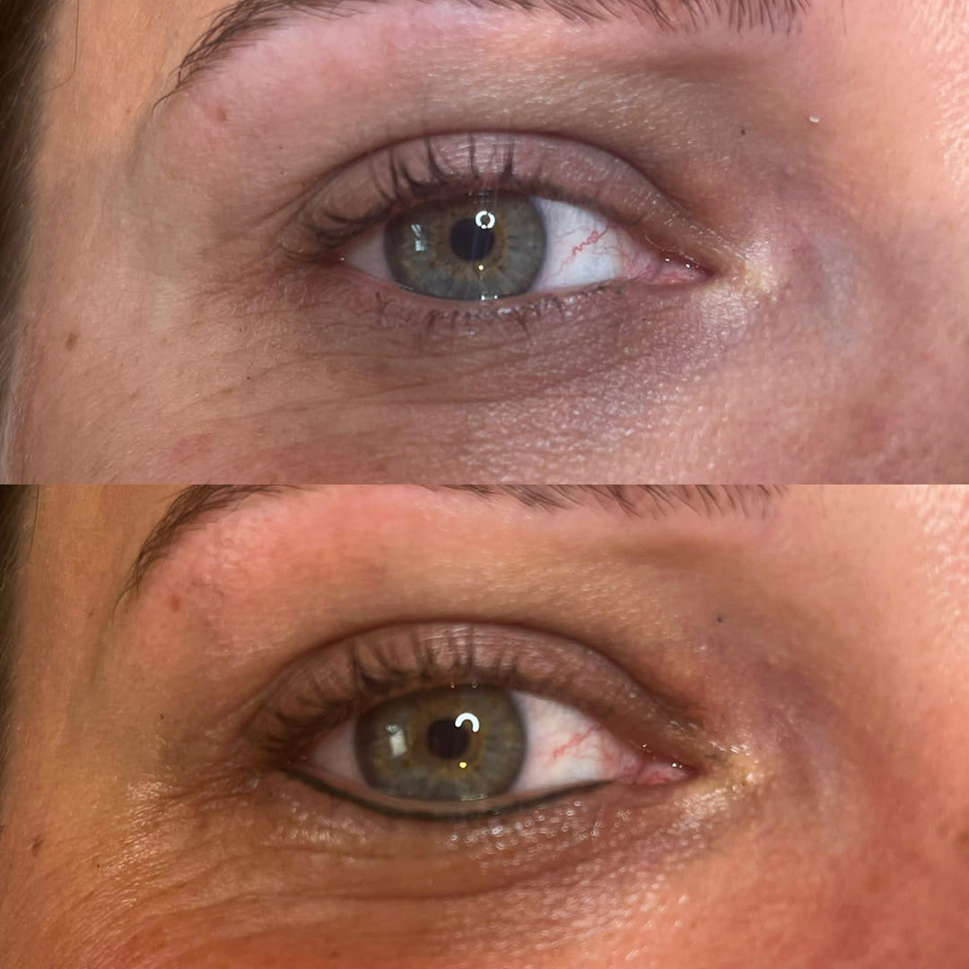 Ogen eyeliner permanent voor en na